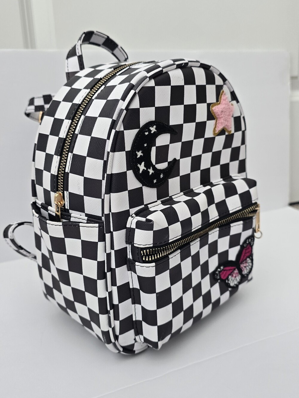 Black & White Check Mini Backpack.